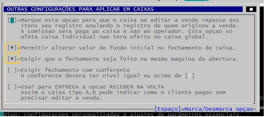 coloque as opções igual a imagem